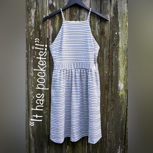 Banana Republic Blue and White Striped Dress…it has pockets!